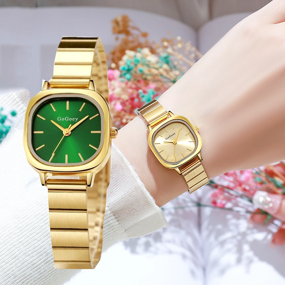 

Luxury Women Square Dial Quartz Watch Fashion Gold Stainless Steel Strap Wristwatches Clock Gifts Montre Femme Dropshipping