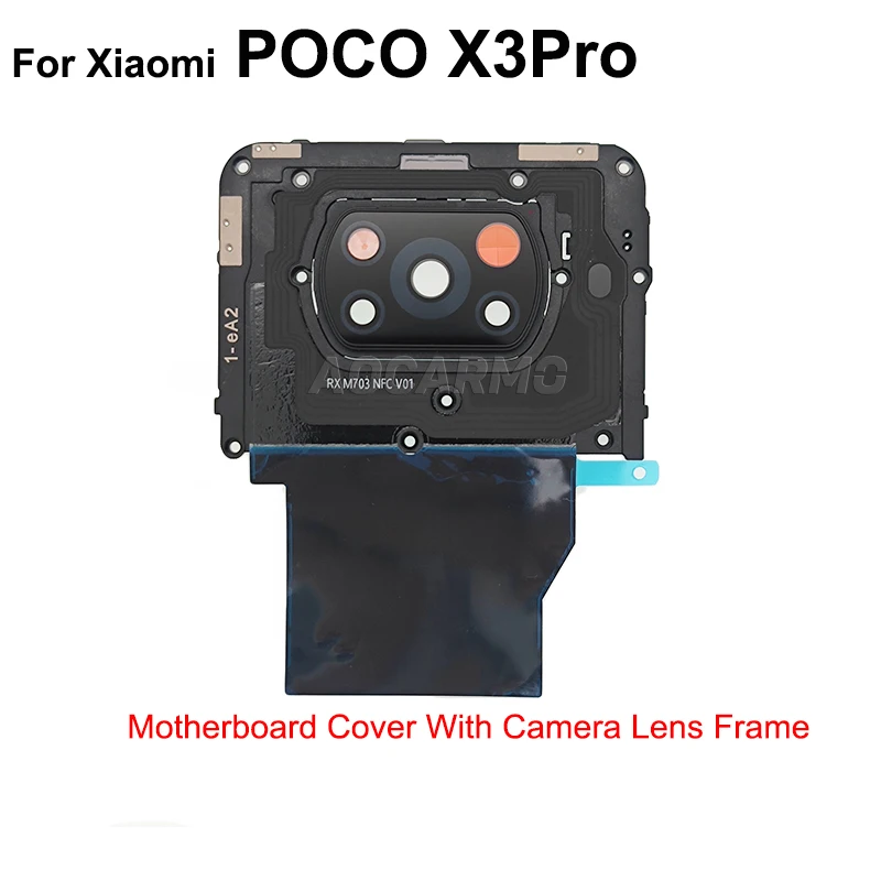 Aocarmo Motherboard Cover And Camera Lens With Frame Replacement Part For Xiaomi POCO X3Pro