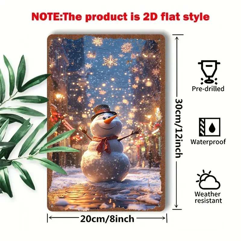 2D Flat - 1pc 2D [Flat] Metal Sign Featuring The Vintage Tin Painting of Snowman Olaf, Measuring 8X12 Inches / 20X30 Cm, Depicts