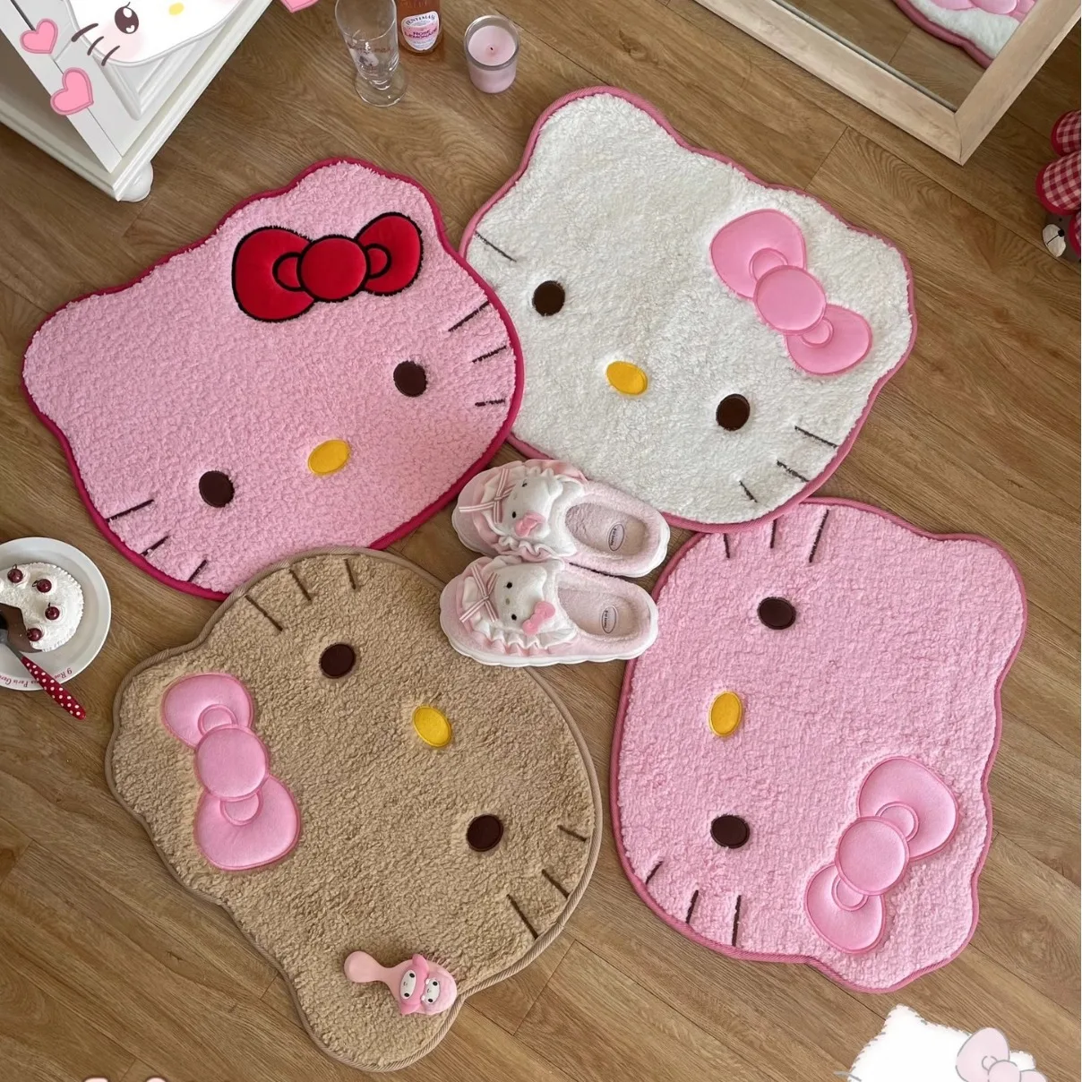 

Cute Hello Kitty Bath Mat Soft Absorbent Non Slip Bathroom Rug Cartoon Fluffy Bedside Carpet Kawaii Home Decor Gift