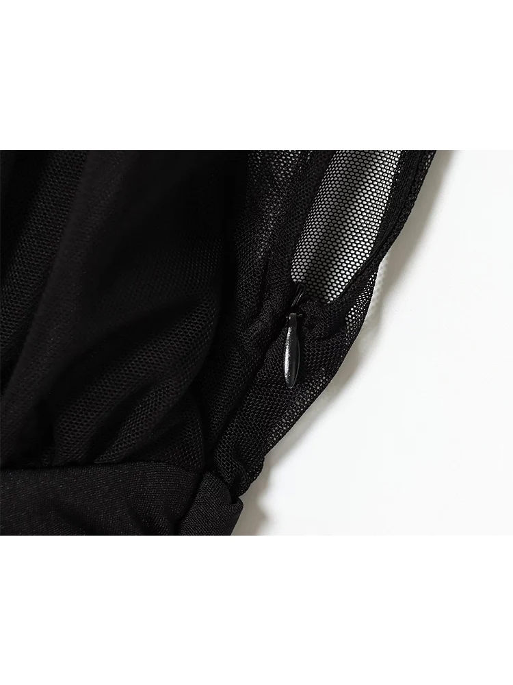 Tfmln moda sem mangas vestidos longos para mulheres temperamento meia gola alta emendado plissado férias festa vestido de noite