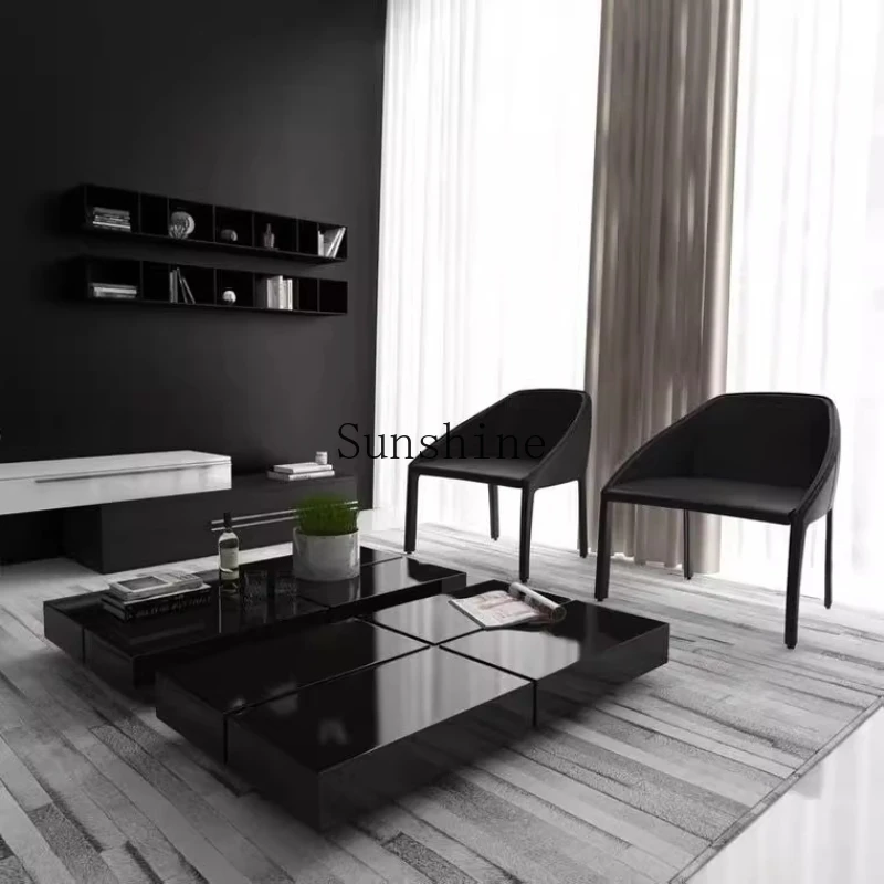 

Italian minimalist tea table living room black piano paint simple coffee table