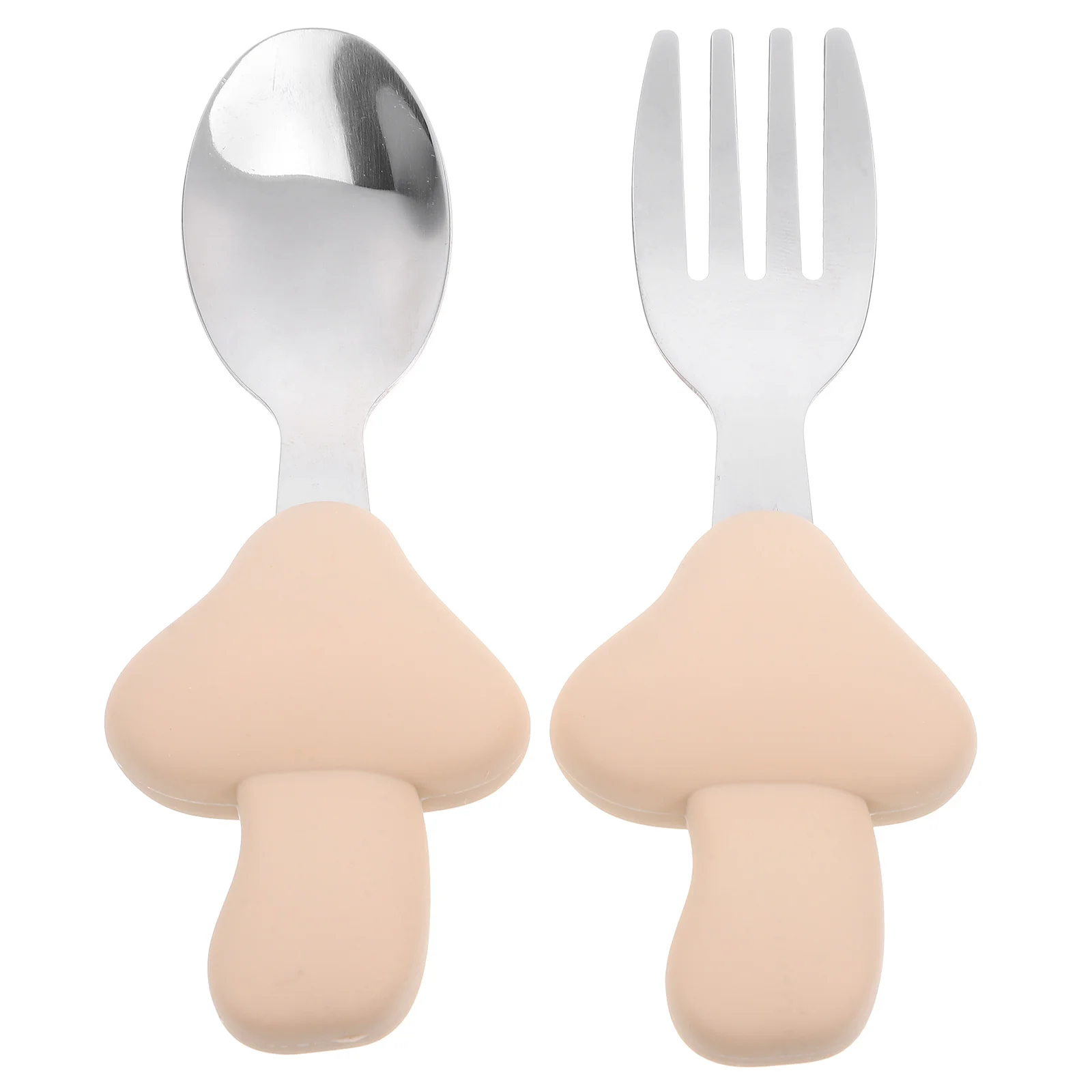 

1Set Toddler Utensils Baby Eating Spoon Fork Set Silicone Handles Safe Lightweight Training Cutlery Baby Scraping Spoon