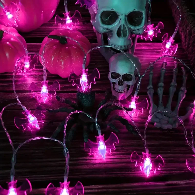 1 قطعة هالوين 10/20/30 LED الأرجواني الخفافيش سلسلة أضواء بطارية تعمل للمنزل الأطراف ساحة داخلي في الهواء الطلق هالوين الديكور