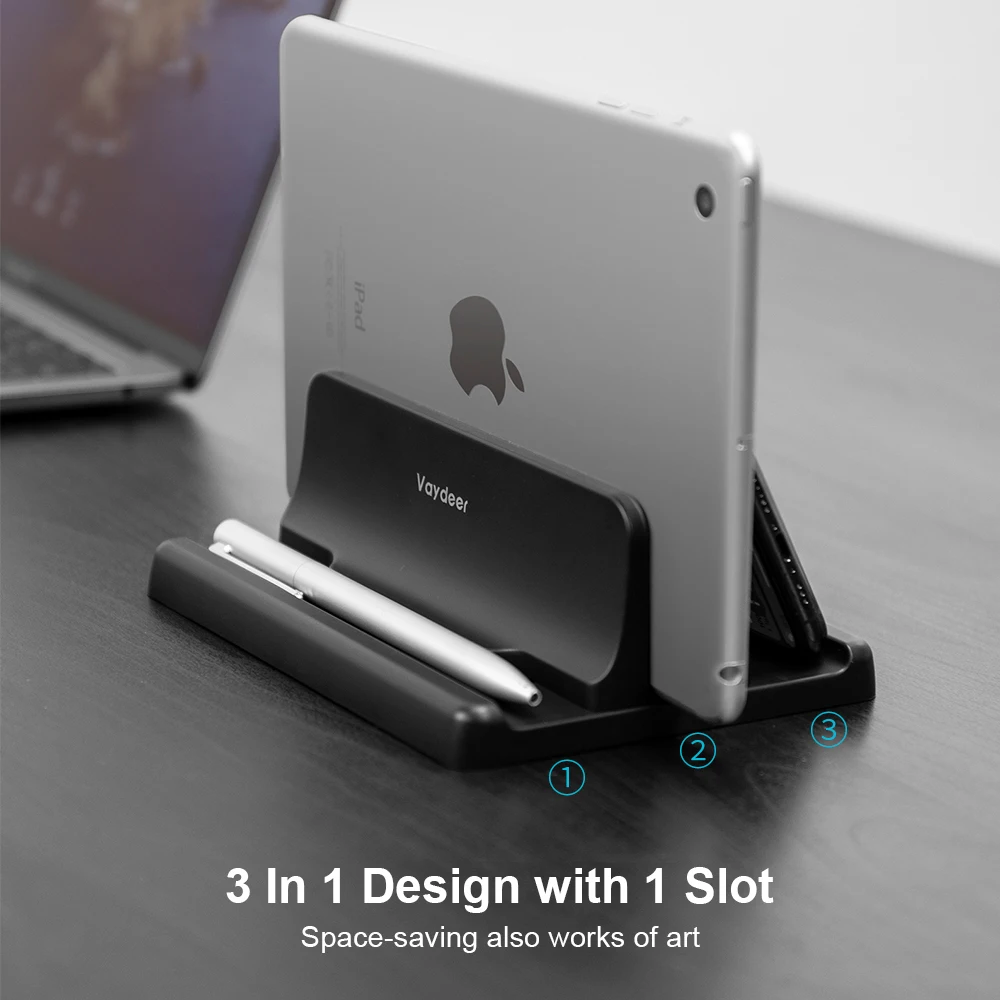 Vertical Laptop Stand Plastic Portable Macbook/Tablet/Phone Holder Adjustable Desktop Notebook Dock Space Save Accessory-Vaydeer