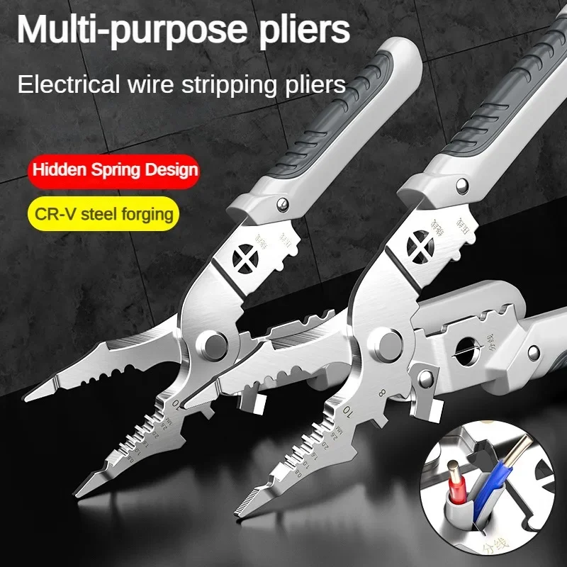 9 in1 Wire Stripping Pliers For Electricians Multifunctional Wire Cutting Pliers Stainless Steel Wire Stripping Pliers Hand Tool