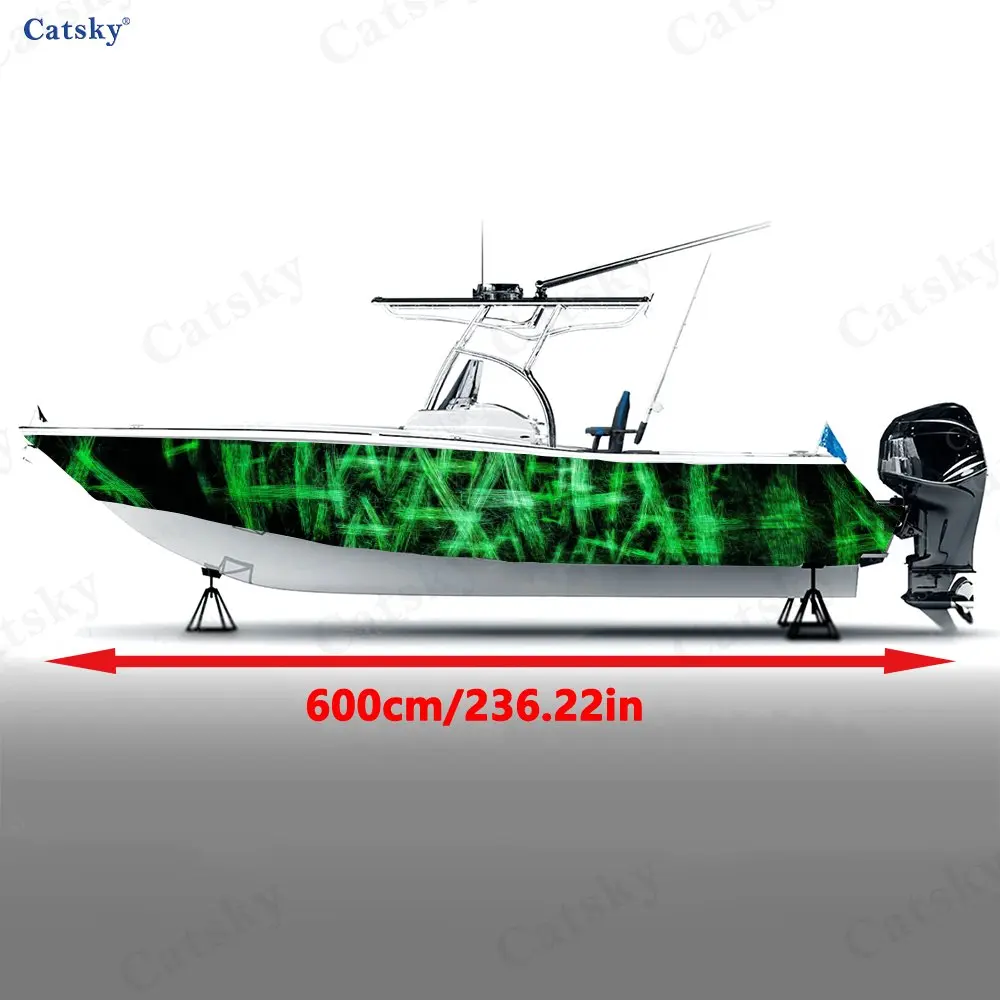 Electric Fragment Pattern Boat Stickers, PVC Waterproof Durable Vinyl Wrap Decals for Fishing Boats, Durable and Stylish Design
