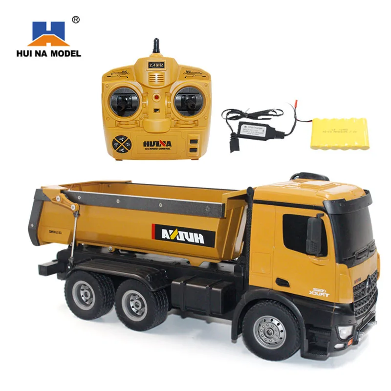 Huina 1573 1:14 10ch Remote-controlled Alloy Dump Truck Excavator 2.4g Wireless Remote-controlled Rtr Engineering Vehicle Toy