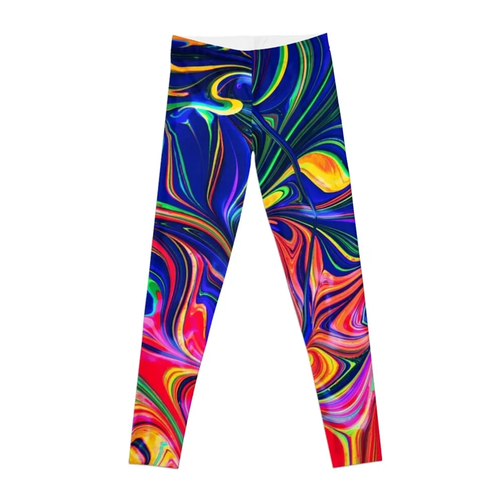 

Rainbow Swirl Rave Trippy Glow Stick Leggings Fitness's gym clothes gym's sportswear Womens Leggings