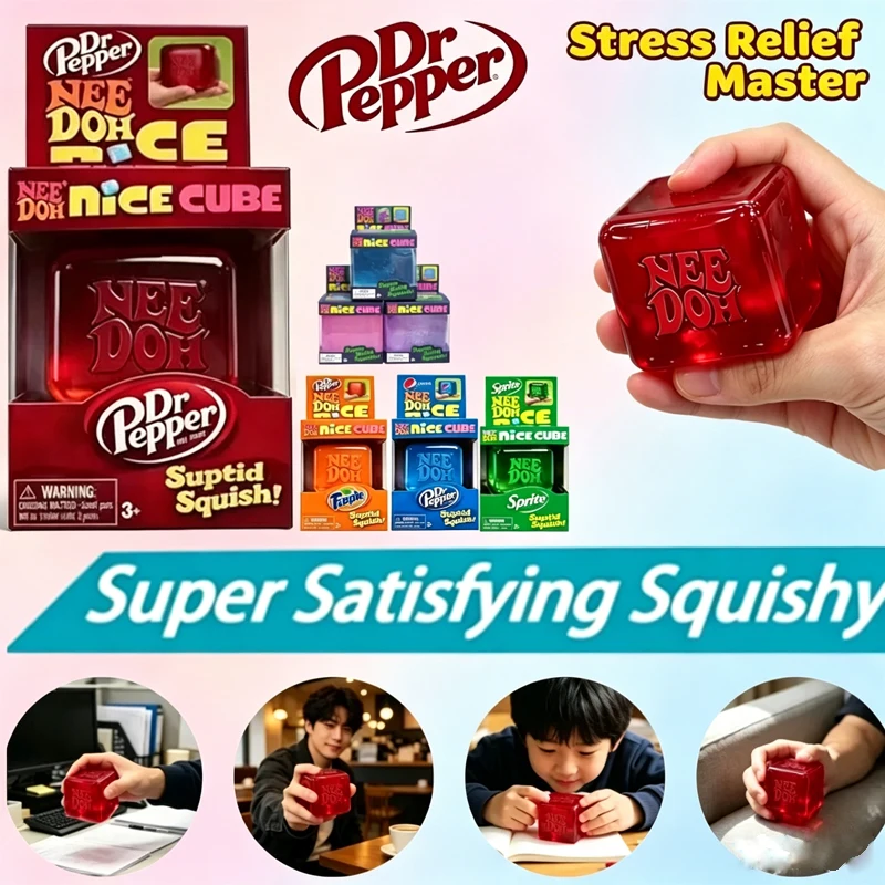 

NEW NeeDoh Nice Cube Super Squeeze Sensory Fidget Toy, Translucent Red Stress Relief Squishy Cube for Kids Adult Anxiety Relief*