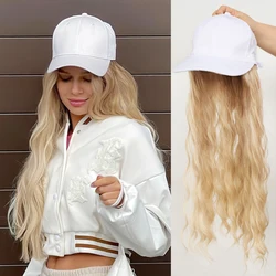 Baseball Cap With Hair Extensions For Women Adjustable Hat With Synthetic Wig Attached 26inch Long Wavy Hair Baseball Cap