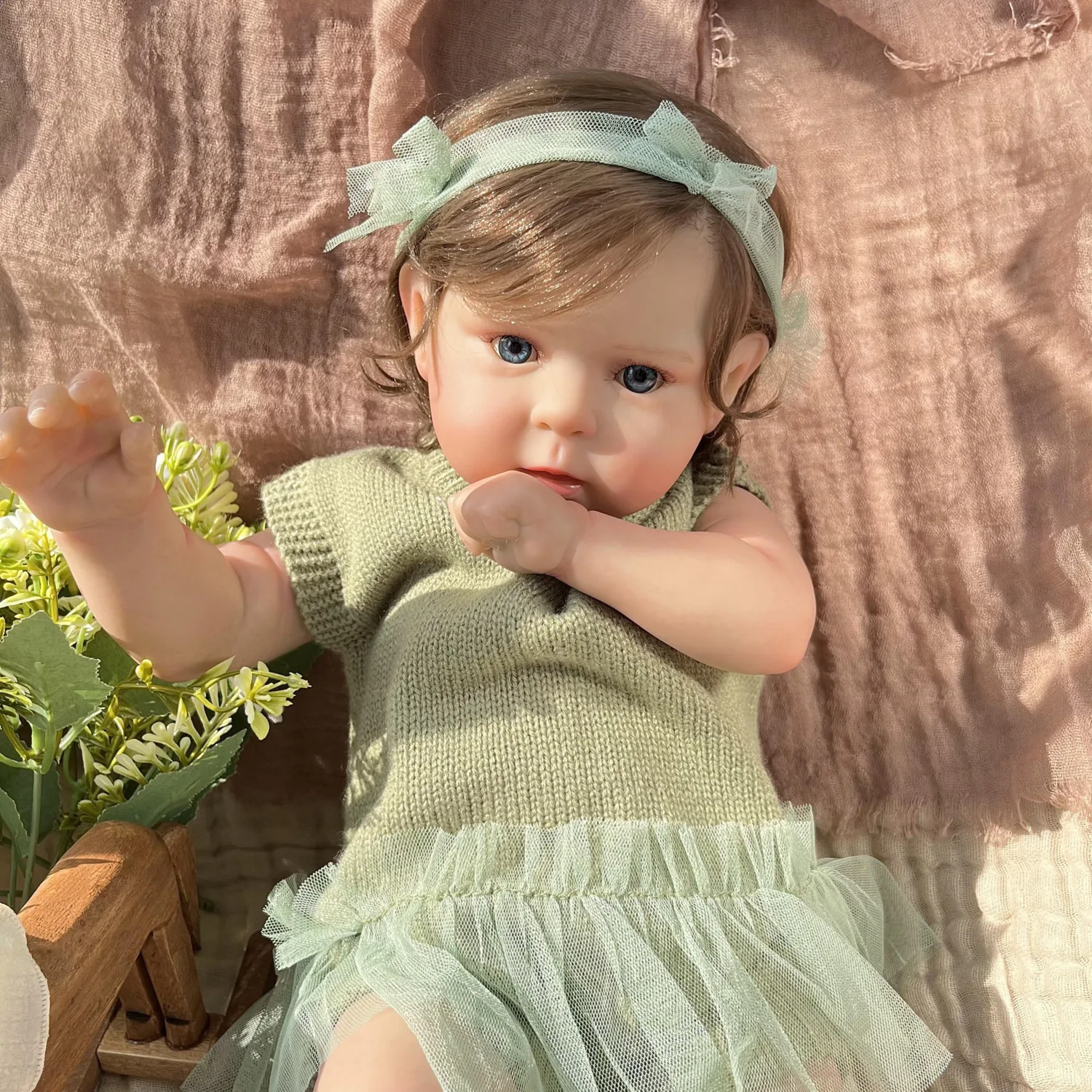 Poupée Bébé Reborn Réaliste BZDOLL 50 CM 20 POUCES Corps en Tissu Douce Jouet pour Fille Poupée à Peau 3D Adorable Princesse Tout-Petit Cadeau d'Anniversaire