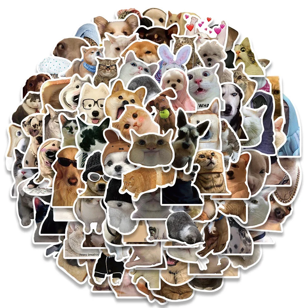 10/50/100pcs Cute Dog Cat MEME Funny Animals Stickers Kawaii Cartoon Decals Fridge Skateboard Notebook Luggage Phone Sticker Toy