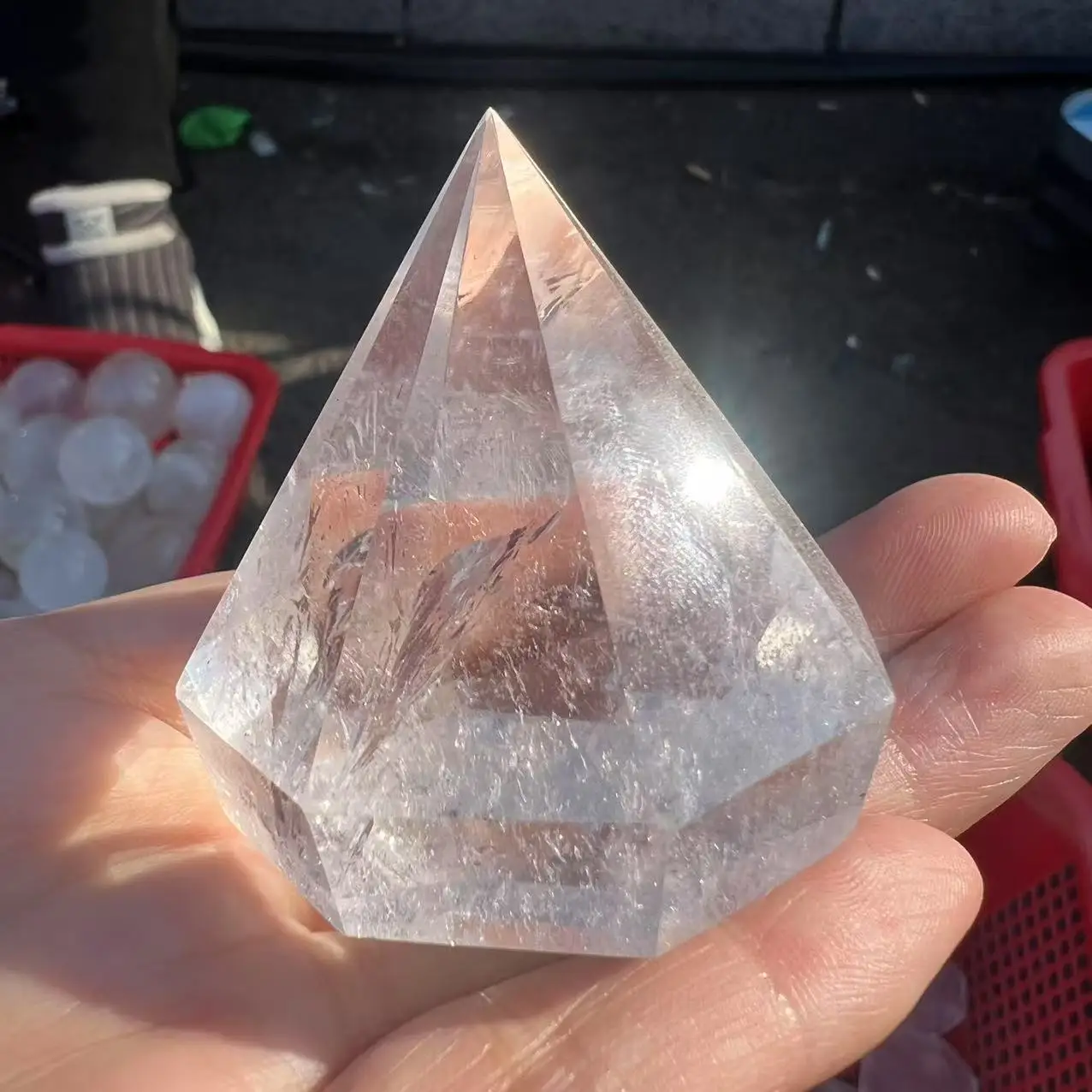 Natural Clear Quartz Crystal Pyramid New Type Hexagonal gemstone Pyramid 6 Faced Reiki Healing Hat type Pyramid