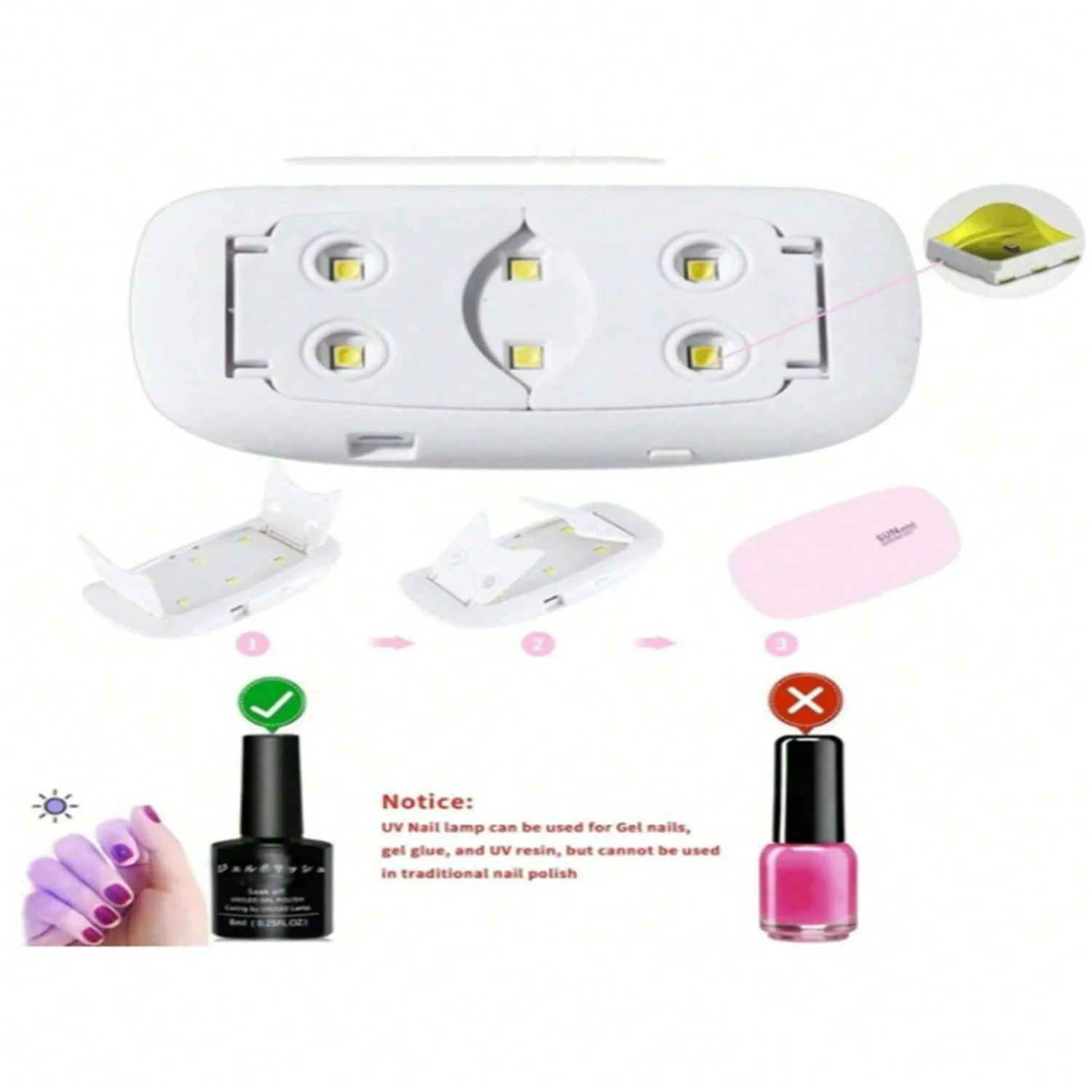โคมไฟเล็บ UV ขนาดเล็ก, เครื่องเป่าเจล USB, โคมไฟอบขนมโปแลนด์แบบแห้งเร็ว
