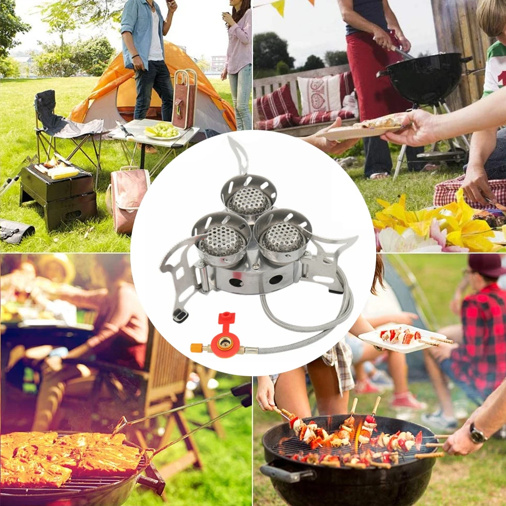 Portable Camping Split Stove Gas Burner 11000W High Power Windproof Outdoor Cooking Gear with Storage Bag