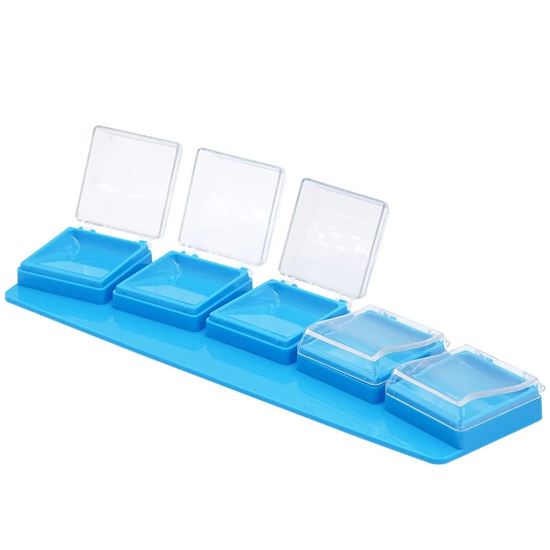 1pc Moisturizing Plastic Palette Dental Porcelain Powder Mixing Plate With Cover 5 Slot Palette Teeth Whitening Dental Tool