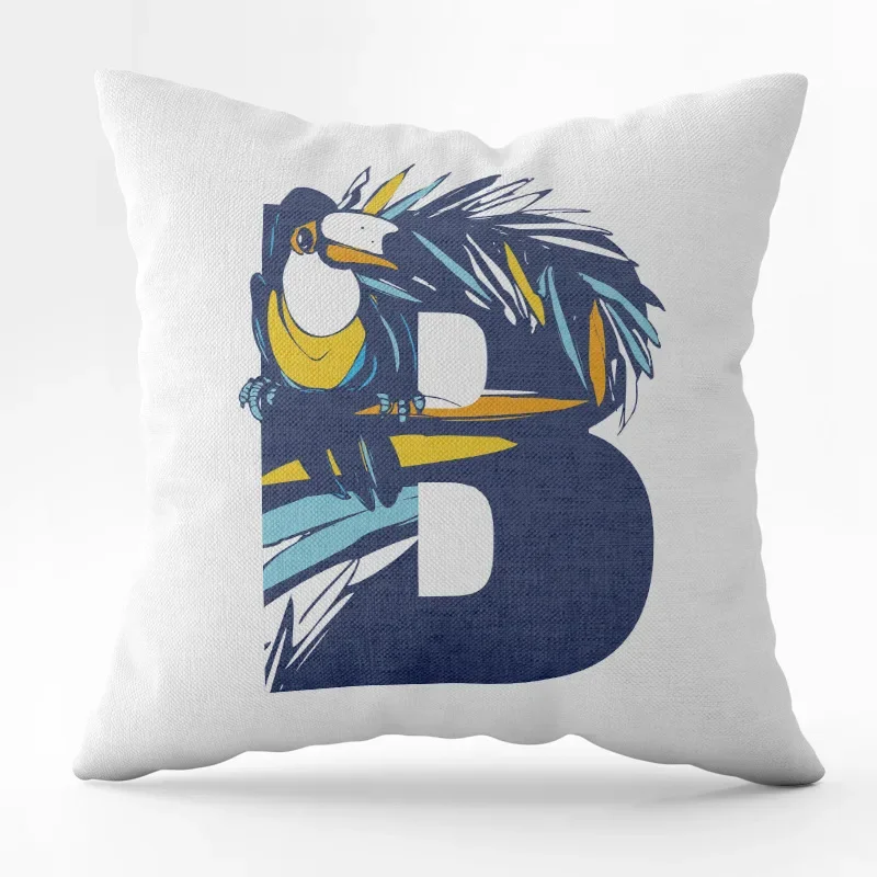 Blue letters pillow sleeve cushion sleeve waist pillow 26 letters square sofa pillow home pillow covers decorative pillow case