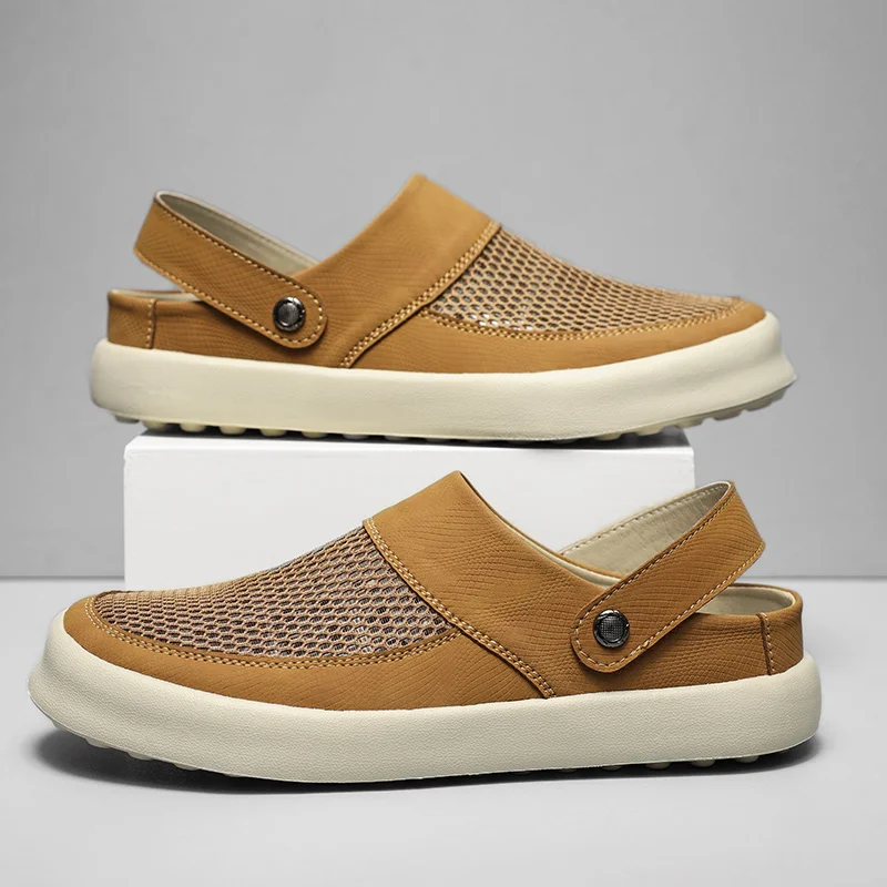 

Мужские тапочки высокого качества, домашние и уличные сандалии, пляжные кожаные дышащие шлепанцы, мужская повседневная обувь, сандалии, уличные тапочки