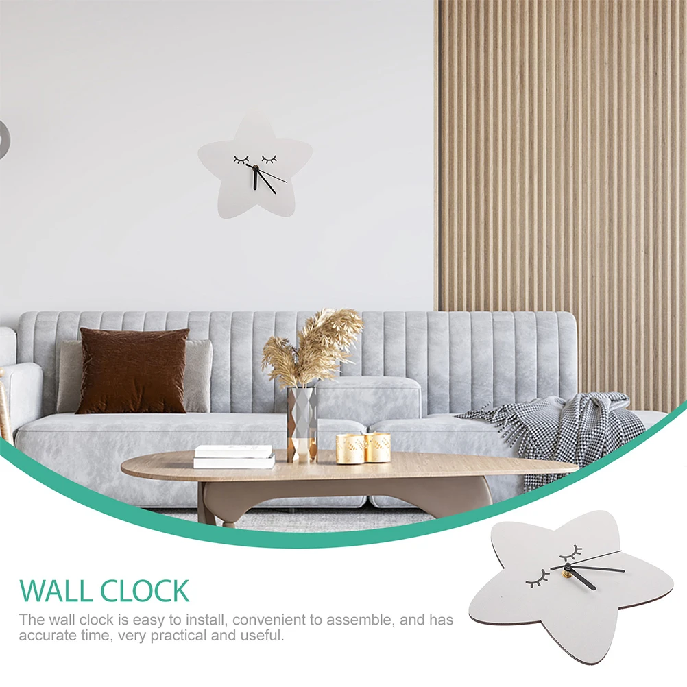 

2 Pcs Five-pointed Star Clock Living Room Wall Minimalist Modern Style Silent Non Ticking Cute