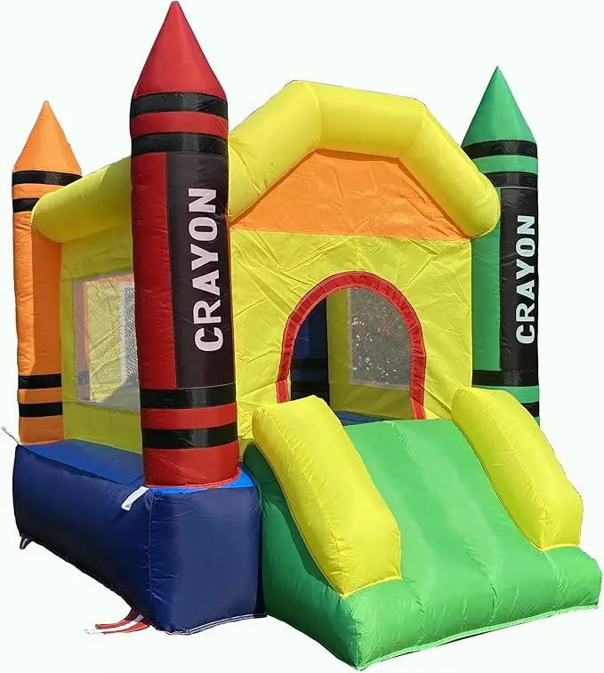 Mini maison gonflable de rebond avec ventilateur, château pour tout-petits, maison gonflable pour enfants avec toboggan, souffleur d'air, sac de transport et sac d'eau