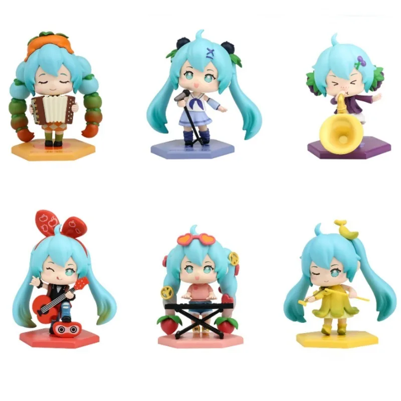 

6 шт., фруктовая группа, музыка, аниме Хацунэ Мику, виртуальный идол, портативный стол, милые украшения, слепая коробка, подарок для девочки