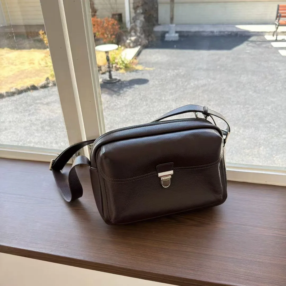 

FIRMRANCH Unisex Retro Buckle Niche Design College Style Plain Soft Granular Cowhide Fashionable Bag Women's Crossbody Purse