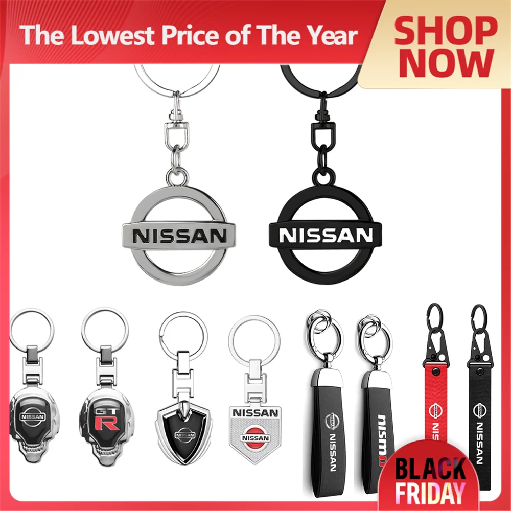 1Pcs 3D Zinc Alloy Logo Car Keychain Key Rings Key Holder Accessories For Nissan Nismo Qashqai J10 Juke XTrail Leaf Pulsar Teana