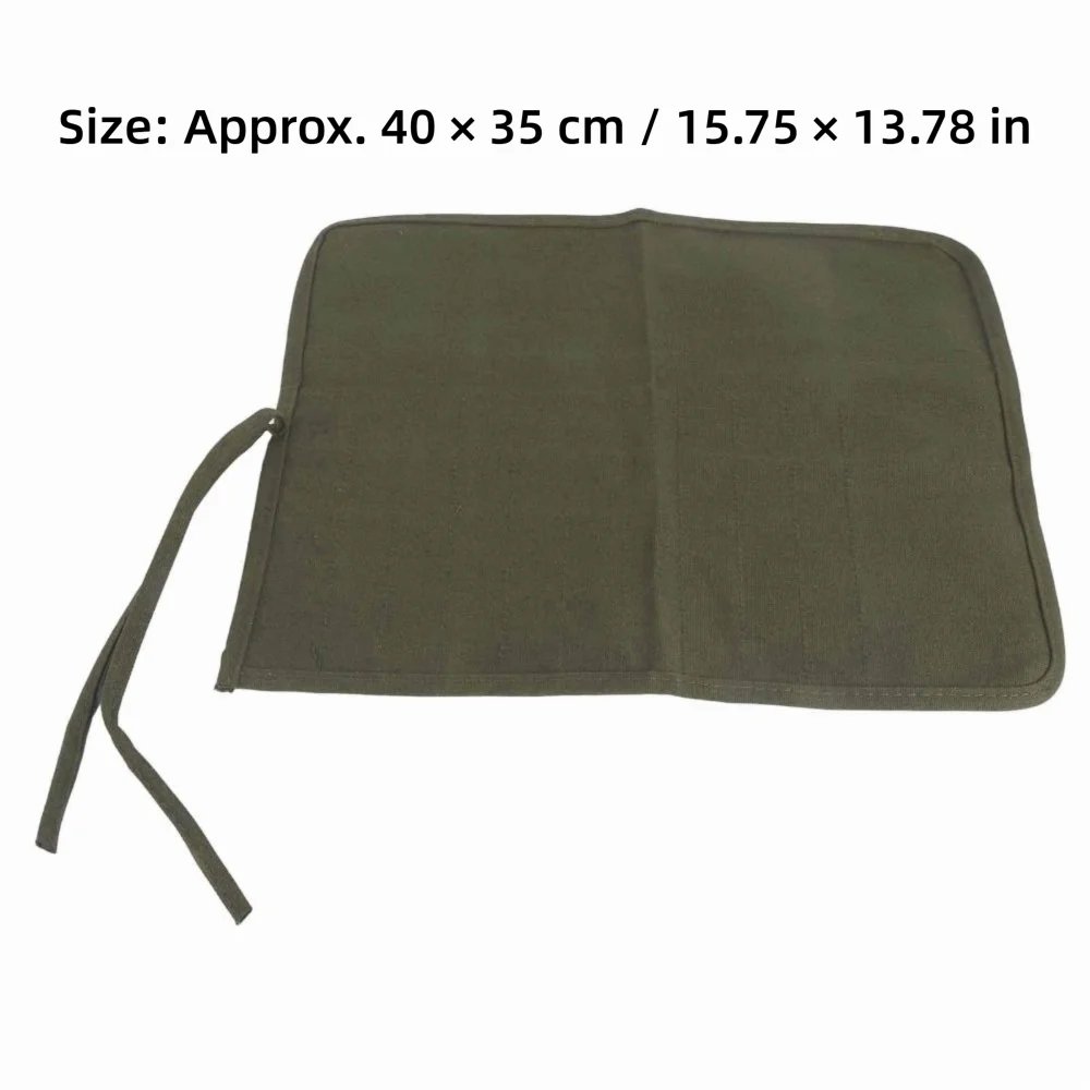 22 Slots Paint Brush Holder Separate Pouches Canvas Roll Up Pen Bag Black/ Dark Green 40 X 35cm Canvas Pencil Case Travel view 6