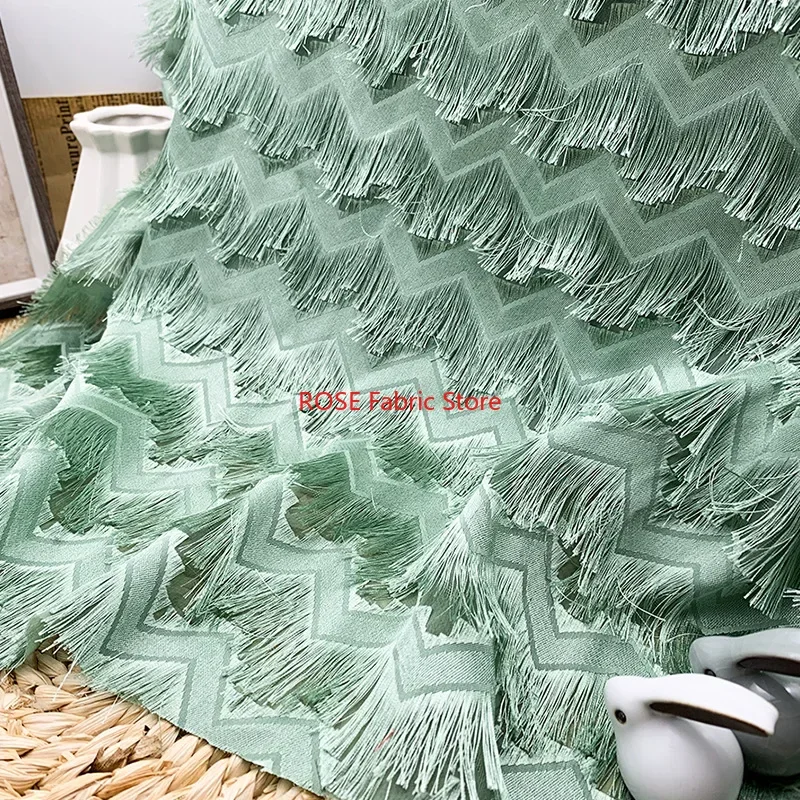 

Wavy Tassel Jacquard Chiffon Fabric for Dress DIY, Party Gown, Maxi Dress,Blouses, Home Decor, Crafts Sewing Fabric