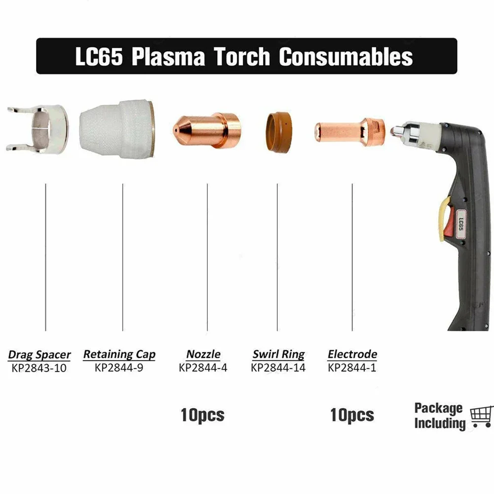 

KP2844-1 Plasma Nozzle And Plasma Electrodes KP2844-3 Tips For Tomahawk 1000 LC65 For Welding Tool Replacement Accessories