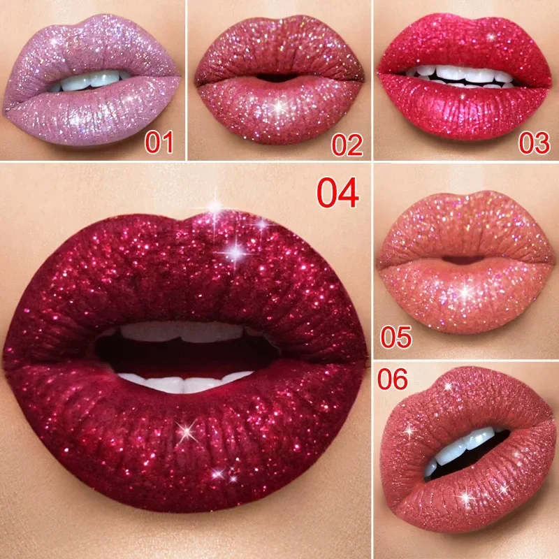 Heallor CmaaDu 6 Kleur Metalen Glitter Matte Lipgloss Langdurige Vloeibare Lipstick Sparkle Make-Up Maquiagem Waterdichte Shimmer Ric