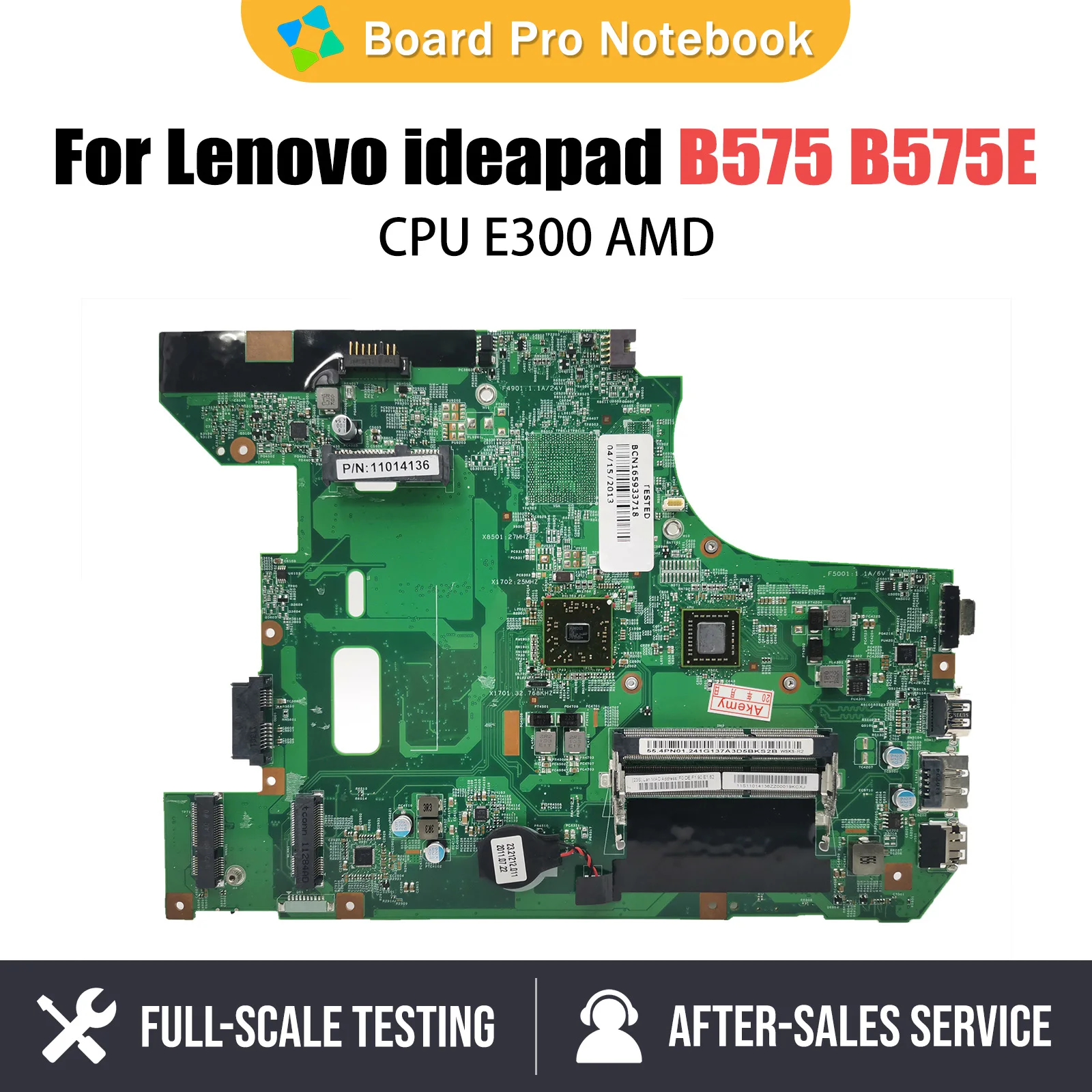 

Notebook Mainboard For Lenovo ideapad B575 B575E B575E 48.4VV01.011 Laptop motherboard DDR3 With AMD E300 CPU 100% fully tested