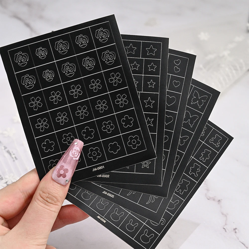 2개입 프렌치 네일 팁 가이드 네일 스티커 프레스온 네일 심플 프렌치 팁 디자인 보조용 속이 빈 네일 데칼 프렌치 네일 스텐시