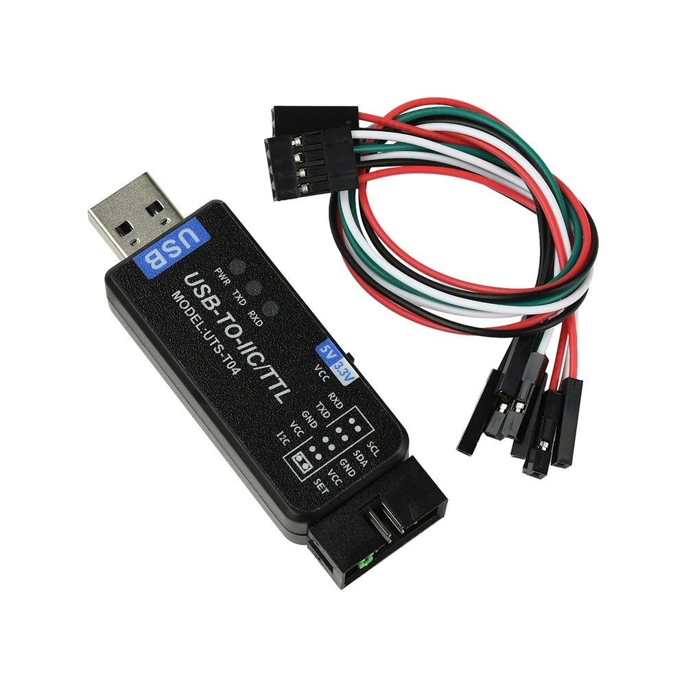 USB to IC2 IIC/TTL serial UART two-in-one communication module CH341T serial port flash downloader with two 4P DuPont cables