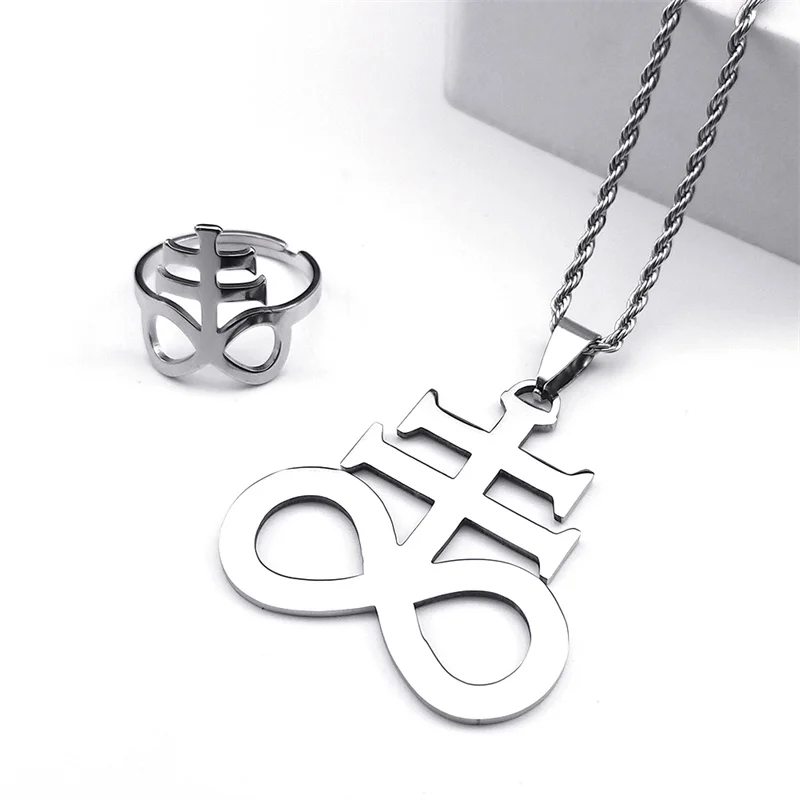 Women's Stainless Steel Satan Cross Jewelry Set