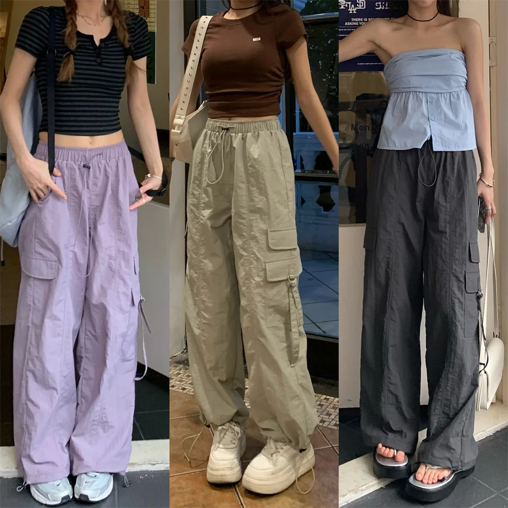 

Street Trend Parachute Overalls Casual Pants Women's Summer Thin High Waist Loose Versatile Straight Tooling Wind