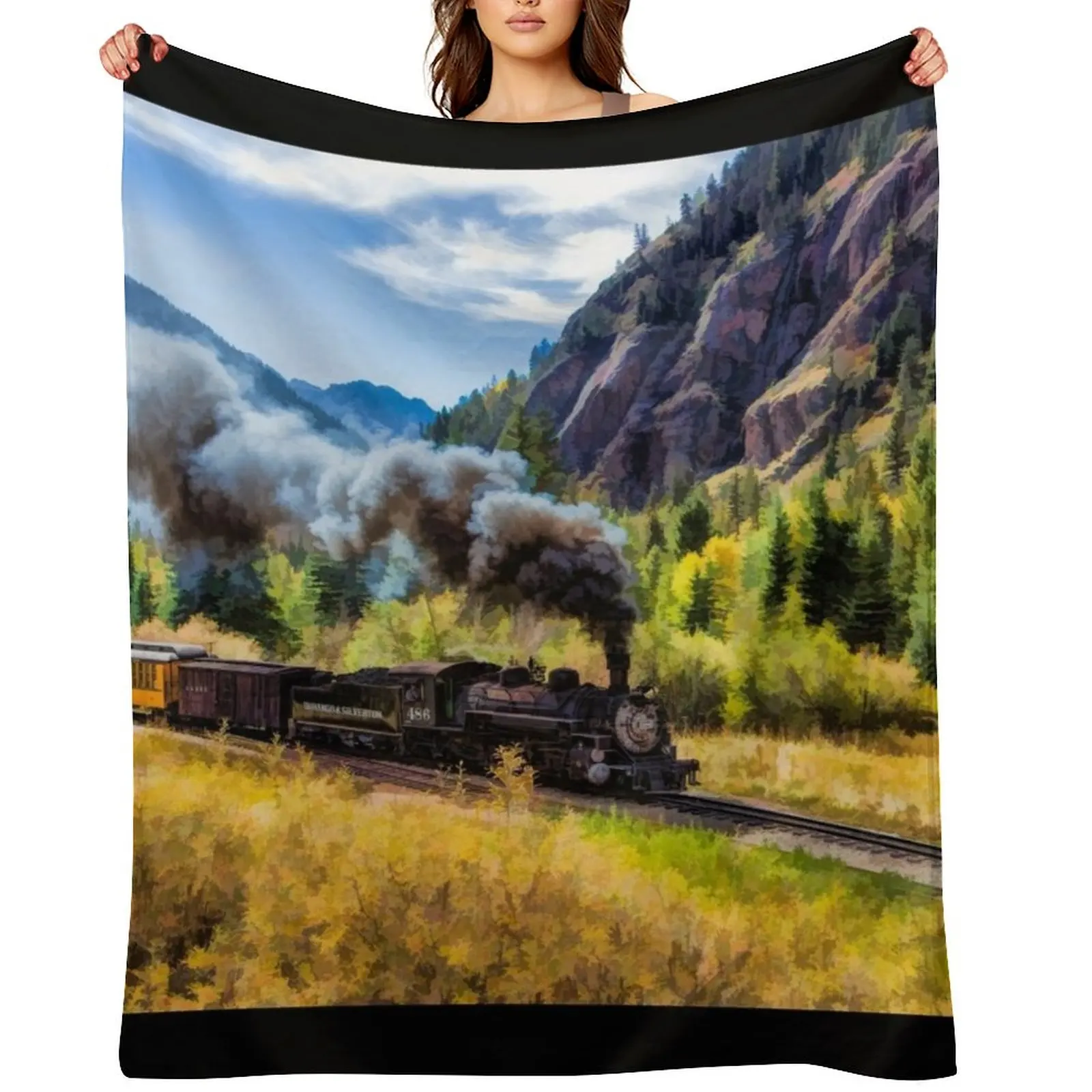 

Scenic Durango and Silverton Steam Train Throw Blanket Hairy Plush Soft For Baby Blankets