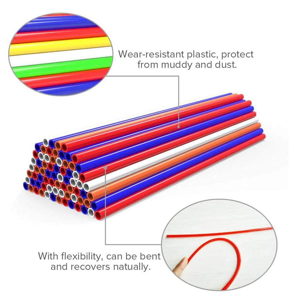 72pcs Bike Wheel Spoke Wraps Cover Motorcycle Tire Spoke Plastic Sleeves Bicycle Decoration, Red