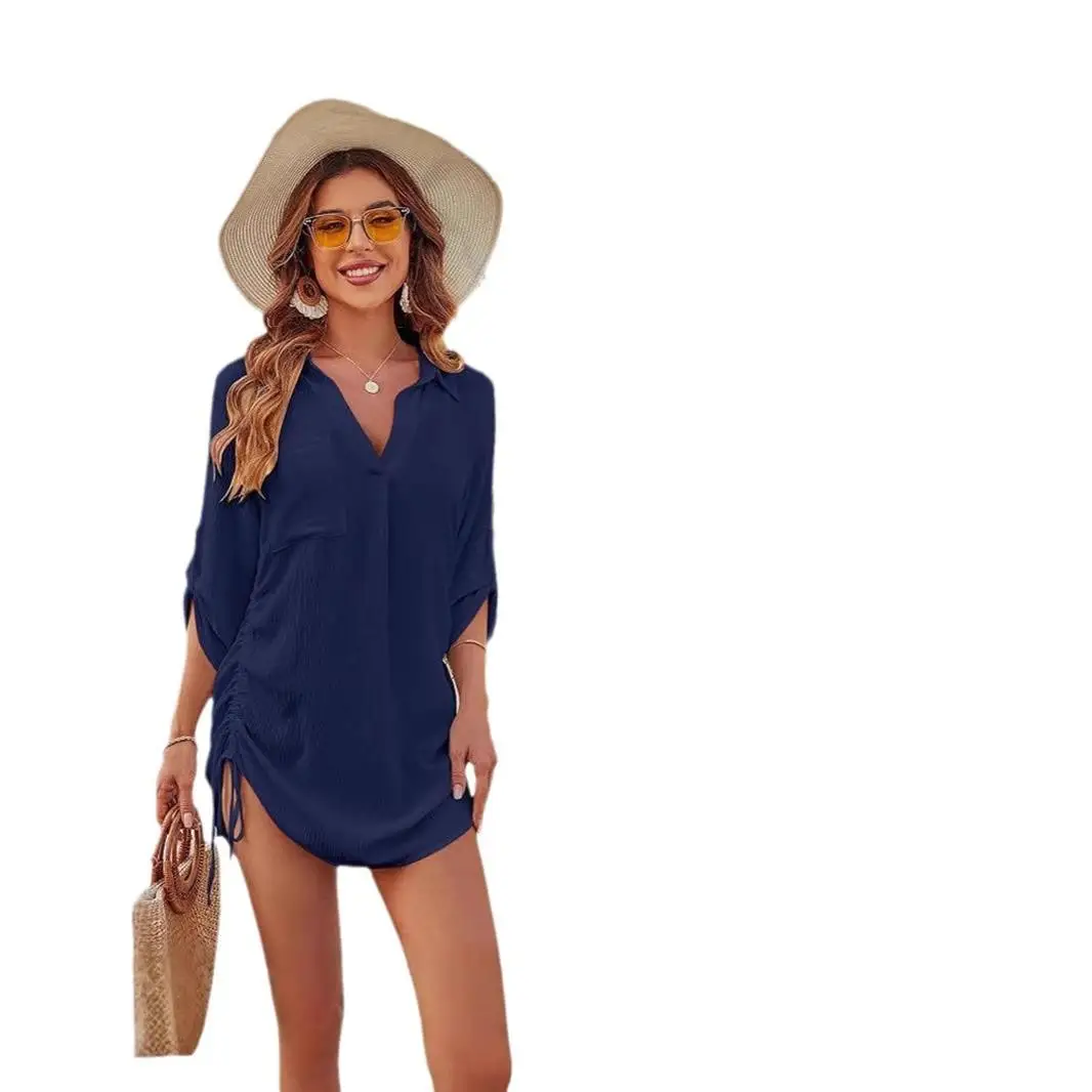 Damen-Bluse zum Abnehmen, Strandbedeckung, irt, String, lässig, Polyester, Seven Sve, Spring Faion, Pendeln, normal, Thi...