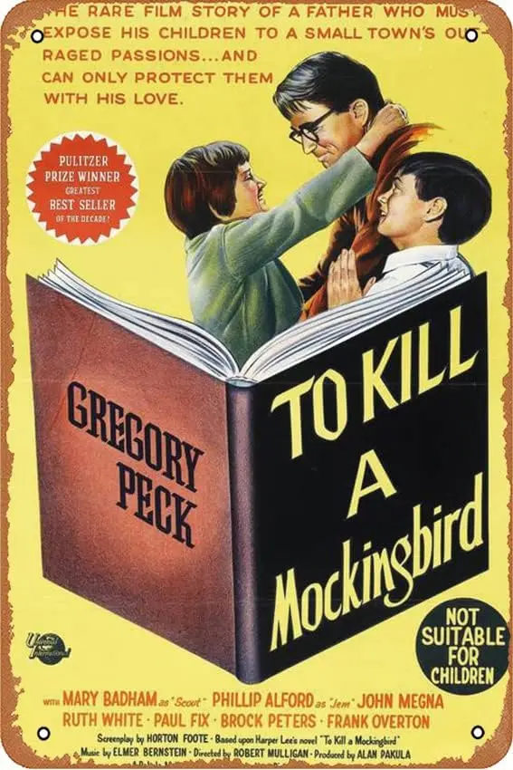 To Kill a Mockingbird 1962 Movie Poster Retro tin Sign Wall Art Decor Metal Sign Decoration Sign 8x12 inch sign