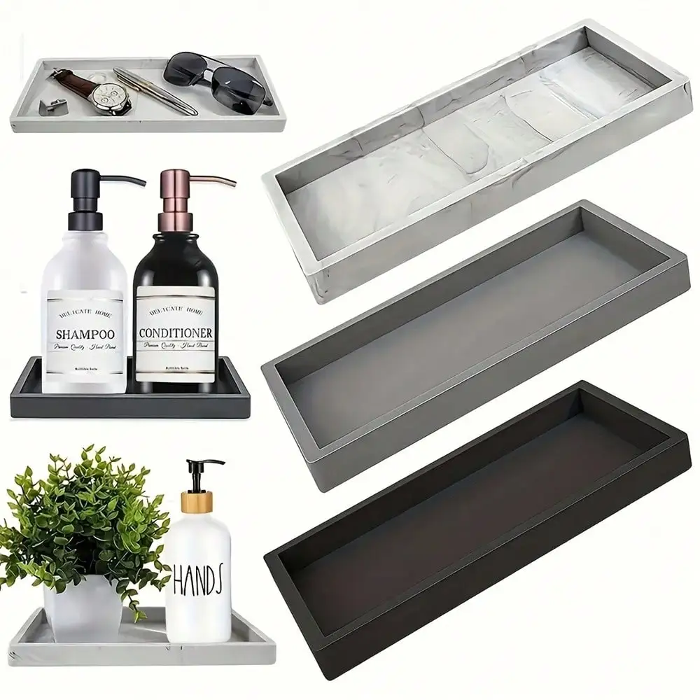 1 Pack Bathroom Tray Soft Silicone Jewelry Tray Dressing Table Decorative Bathroom Tray Organizer Suitable for Dressing Tables