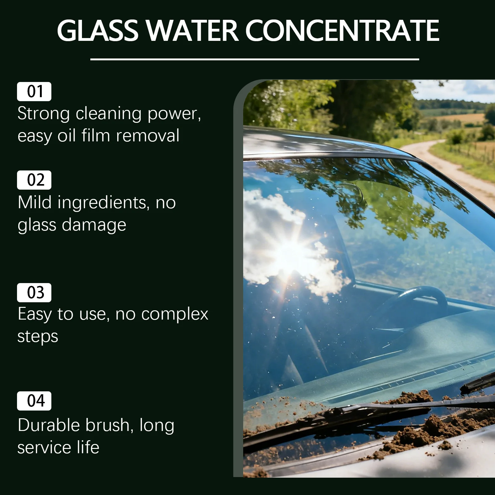 Universal Windshield Washer Fluid Concentrate Car Glass Cleaner Auto Window Hydrophobic Waterproof Agent Oil Film Removing 50ml