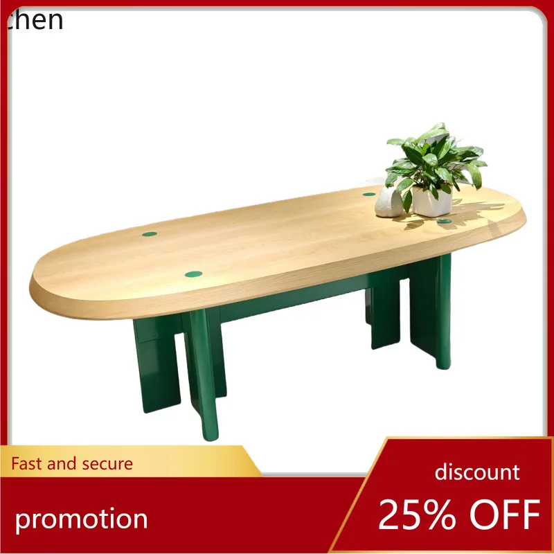 

ZML Solid Wood Oval Dining Table Modern Minimalist Rectangular Office Conference Table