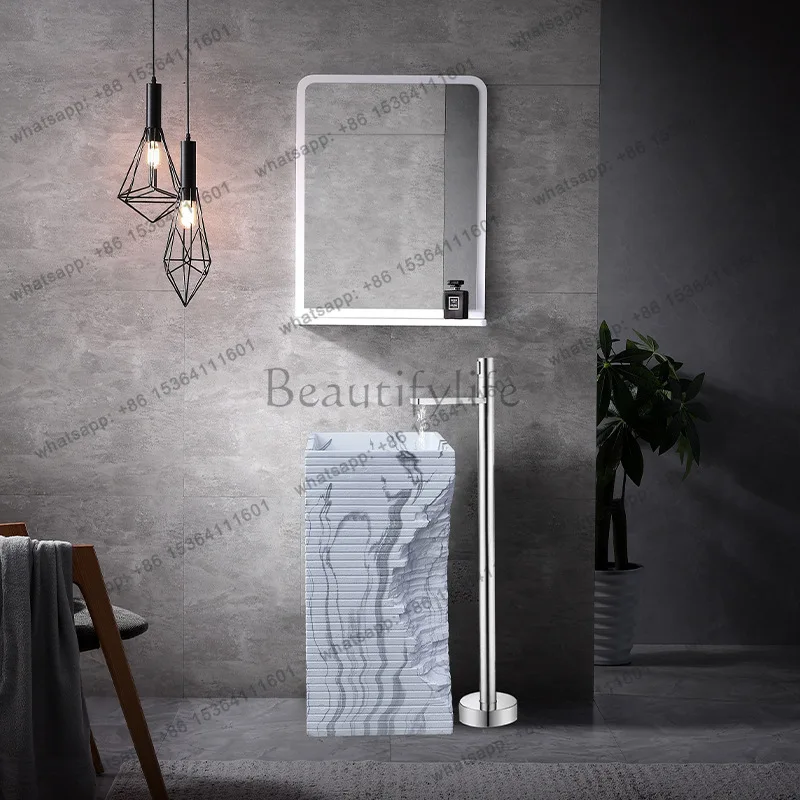 Hotel B & B bathroom column basin light luxury art floor designer integrated floor sink