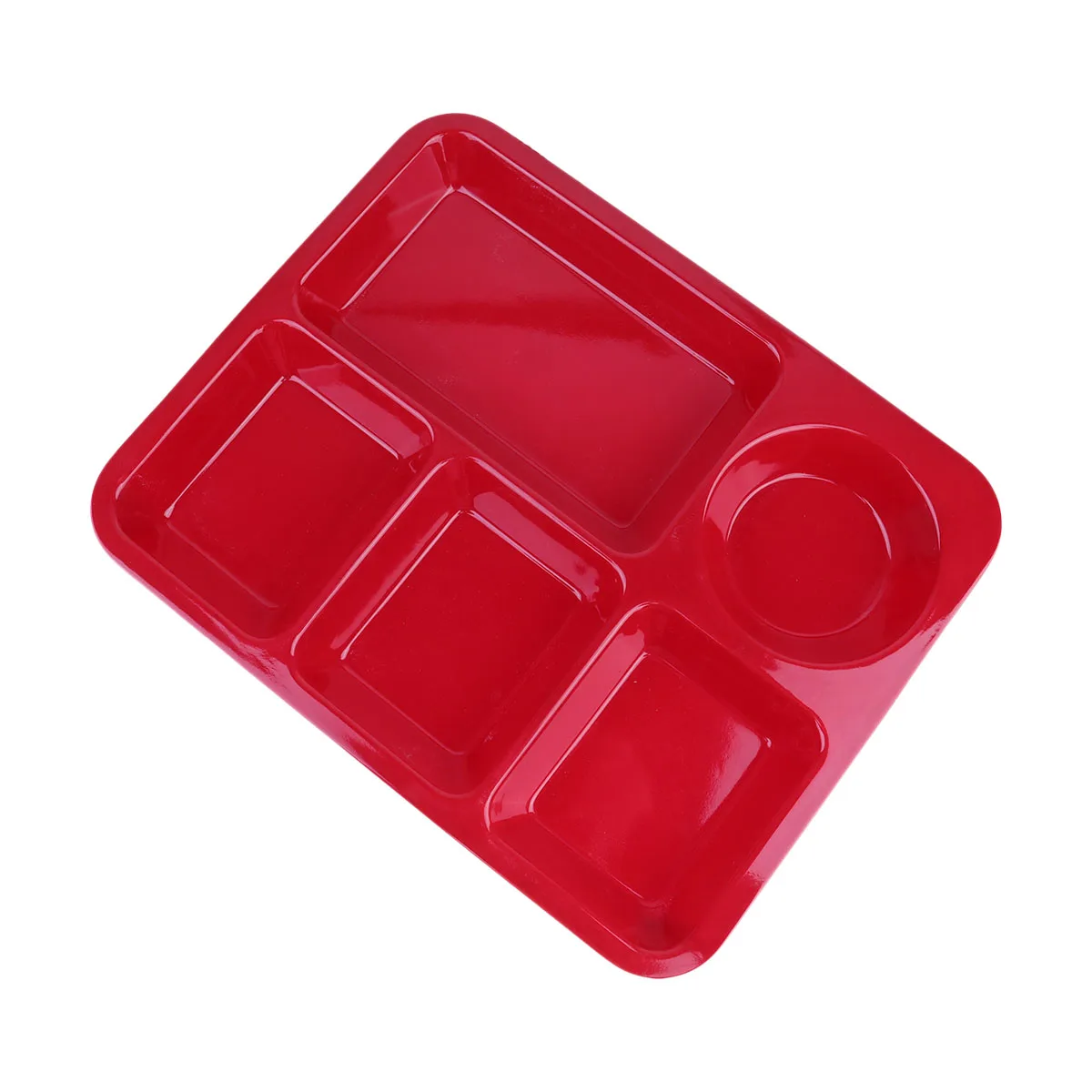 

Plastic Separating Dish Divided Compartments Plate Anti-Fall Rice Tray Practical Tableware For Home Restaurant Cafe Use Red