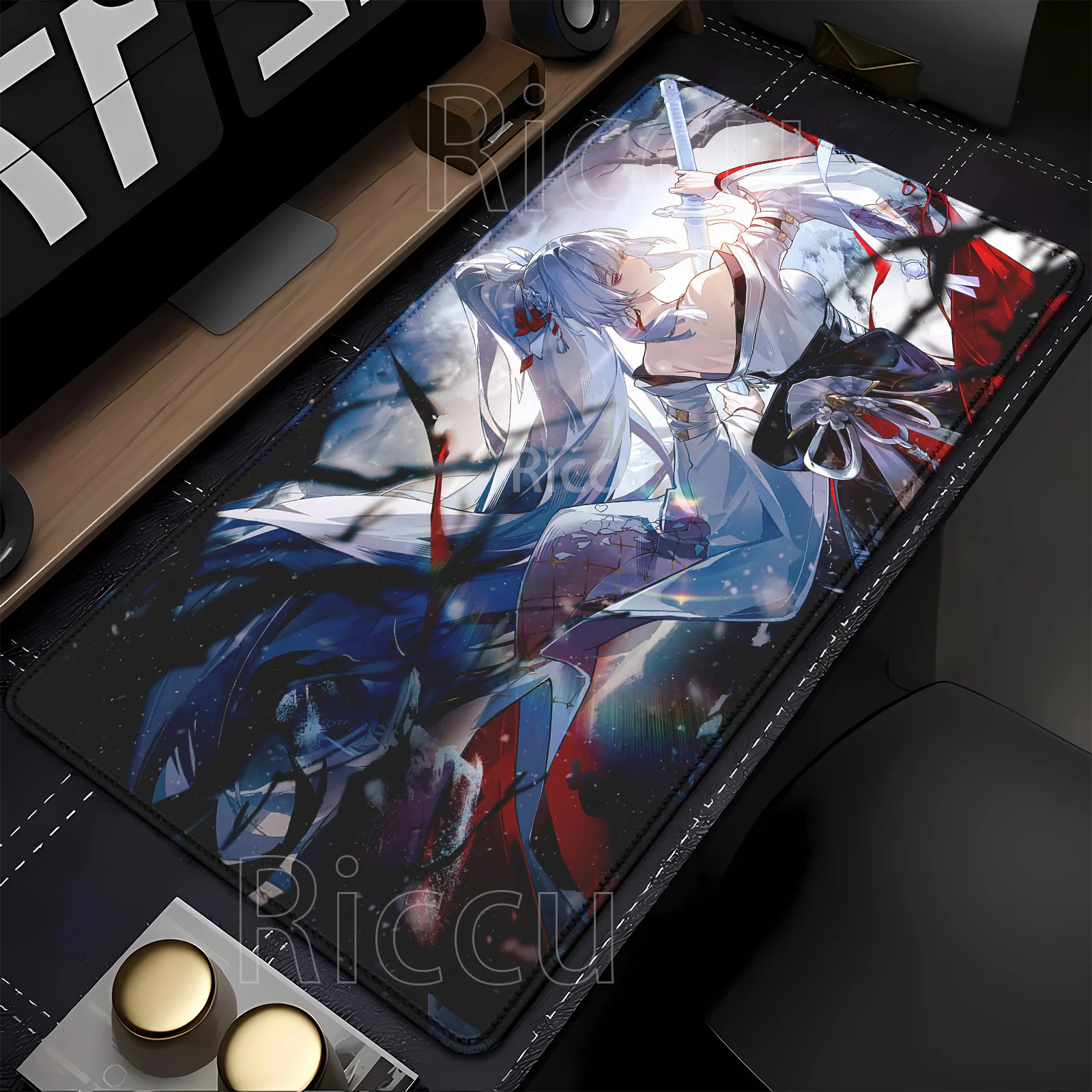 Gaming Hiyuki Wuthering Waves Mauspad, Computer, Büro, Tastatur, Mauspad, Anime, rutschfester Gummi, 400 x 900 mm, HD-Druck, Schreibtischunterlage