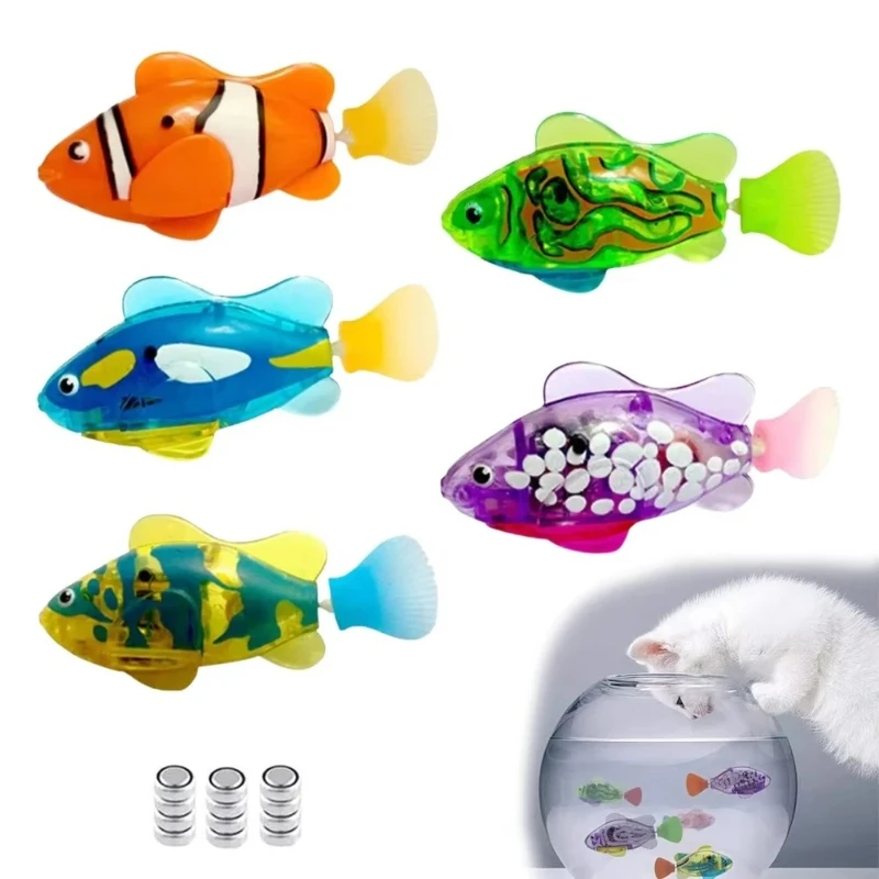 Cat Toy LED Inductive Interactive Swimming Robot Fish Toys Glowing Electric Fishs Stimulate Kitten Hunting Instinct Pet Products