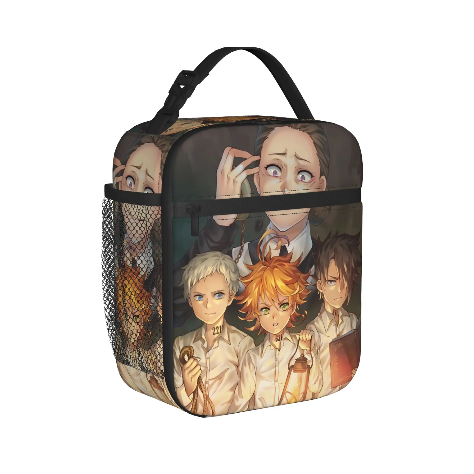 The Promised Neverland Lunch Bag  Office Lunch Box For Adult Fashion Print Thermal Tote Handbags Oxford Convenient Cooler Bag