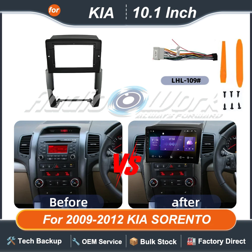 Cadre d'autoradio 10,1 pouces pour KIA SORENTO 2009-2012, écran audio stéréo Android, lecteur multimédia vidéo, câbles de navigation, faisceau de câblage